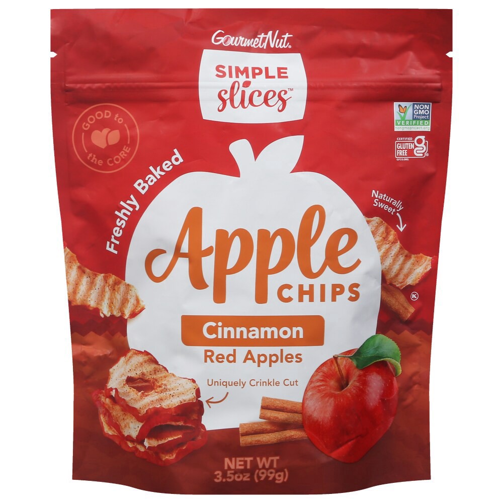 slide 1 of 2, Gourmet Nut Simple Slices Cinnamon Red Apple Chips, 3 oz