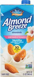 Blue Diamond Almond Breeze Unsweetened Vanilla Shelf-Stable Almondmilk, 32 oz