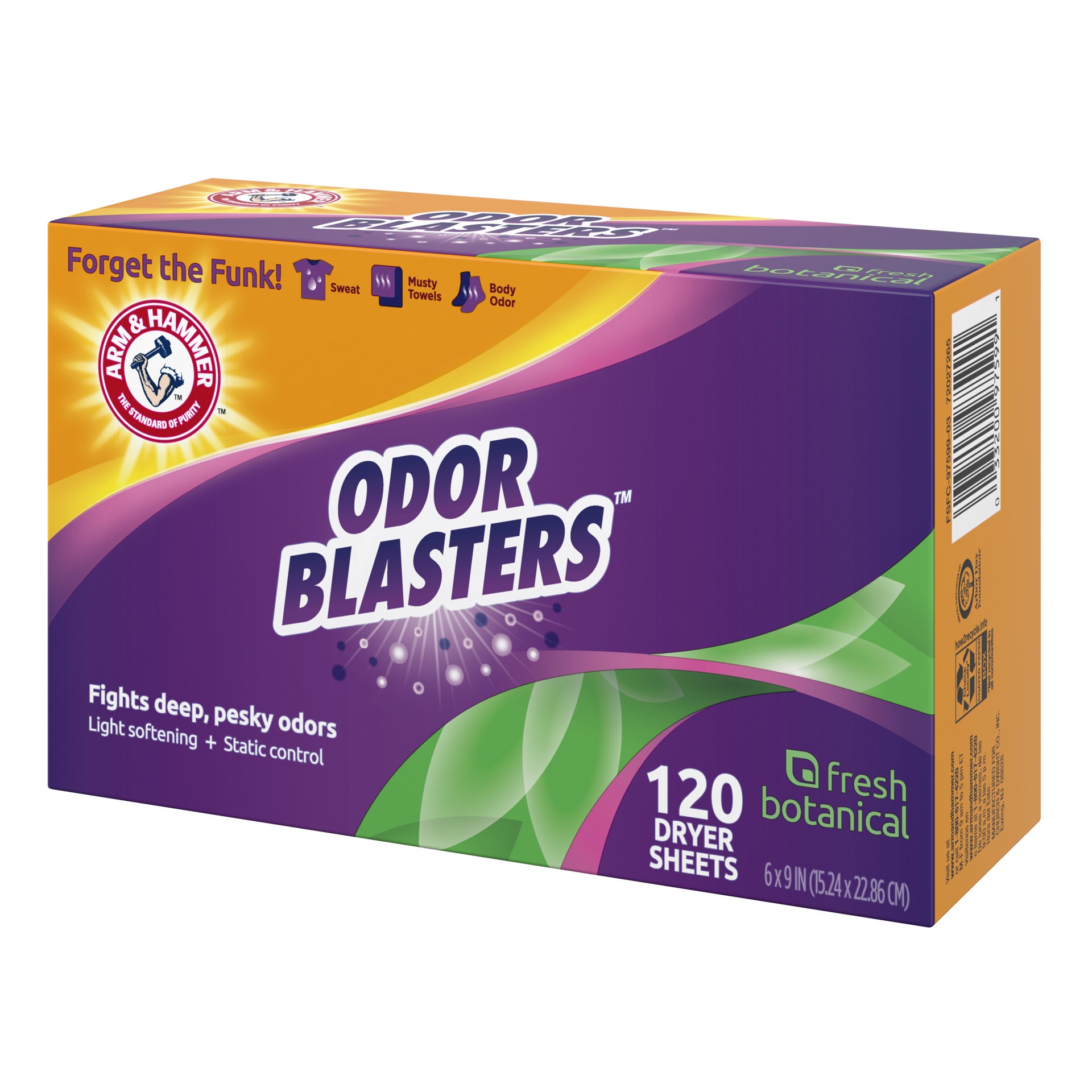 slide 4 of 5, ARM & HAMMER Odor Blasters Fresh Botanical Dryer Sheets 120 Each, 120 ct
