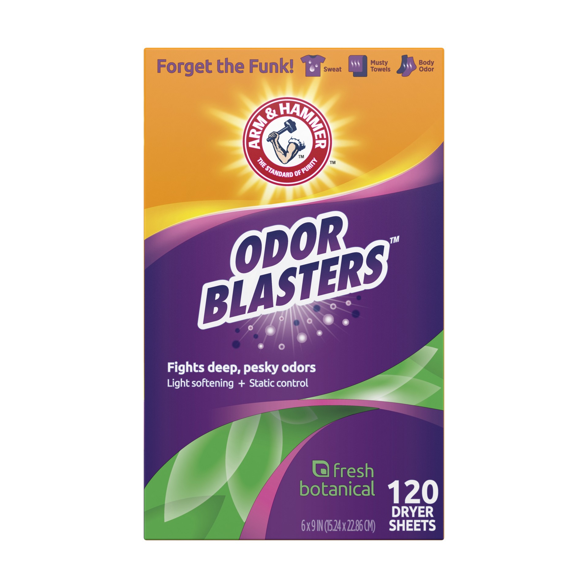slide 2 of 5, ARM & HAMMER Odor Blasters Fresh Botanical Dryer Sheets 120 Each, 120 ct