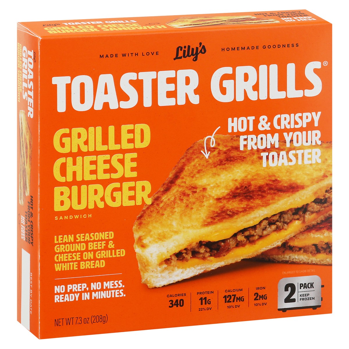 slide 8 of 9, Lily's Toaster Grills Grilled Cheese Burger Sandwich 2 ea, 2 ct