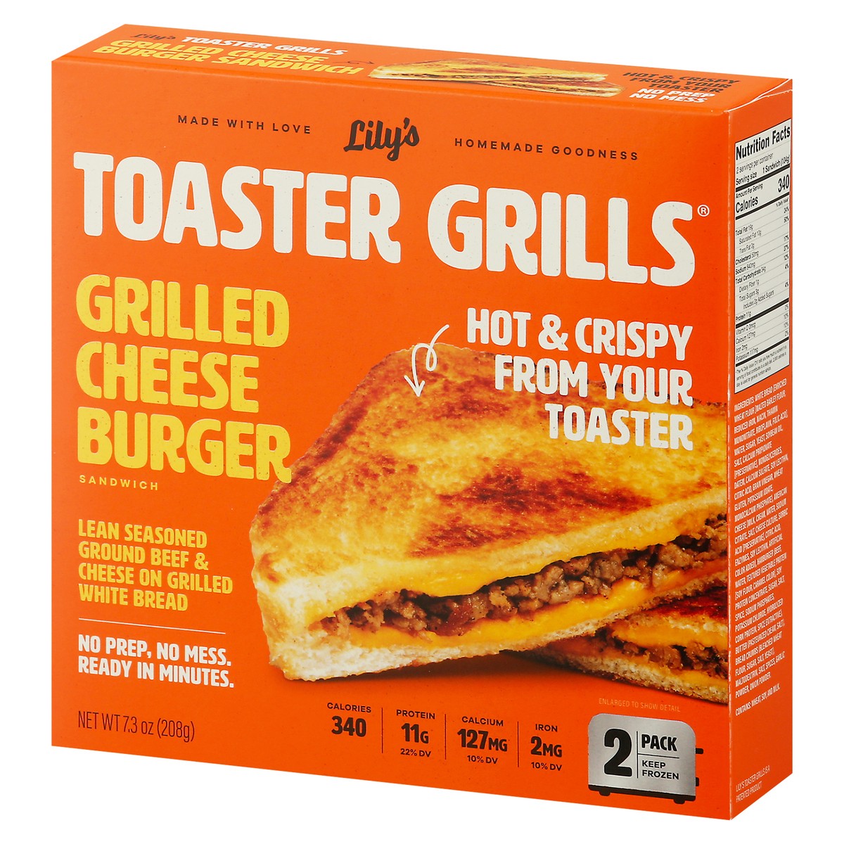 slide 9 of 9, Lily's Toaster Grills Grilled Cheese Burger Sandwich 2 ea, 2 ct