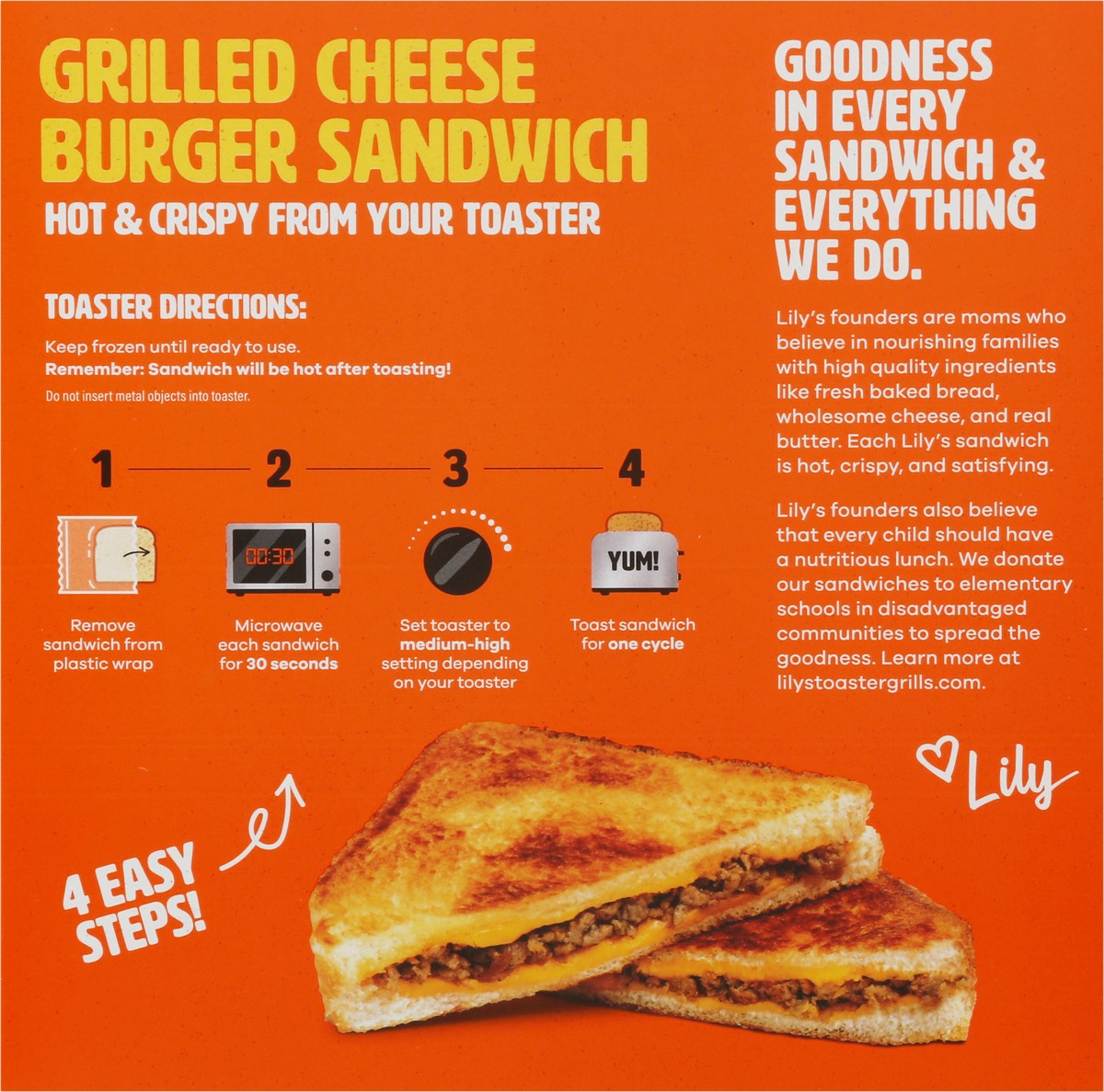 slide 3 of 9, Lily's Toaster Grills Grilled Cheese Burger Sandwich 2 ea, 2 ct