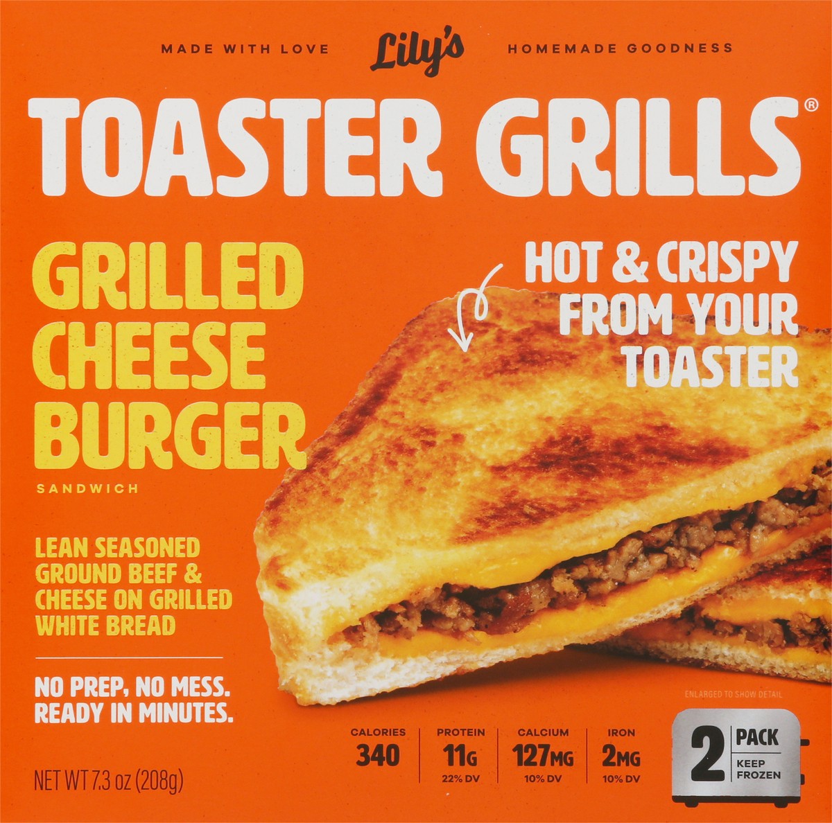 slide 4 of 9, Lily's Toaster Grills Grilled Cheese Burger Sandwich 2 ea, 2 ct