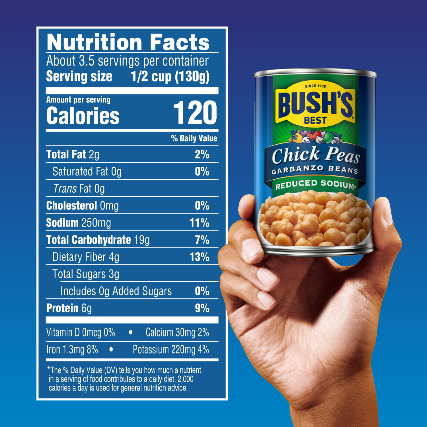 slide 4 of 5, Bush's Best Reduced Sodium Garbanzos 16 oz. Can, 16 oz