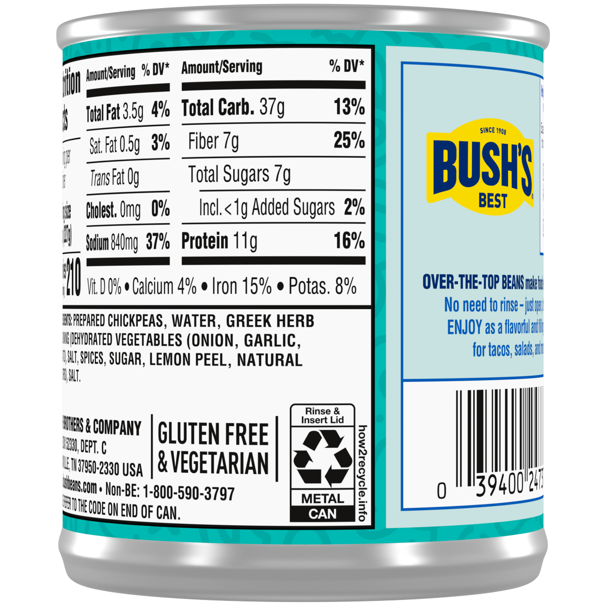 slide 6 of 7, BUSHS Bush's Over-The-Top Greek Style Garbanzo Beans 8.3 oz, 8.3 oz