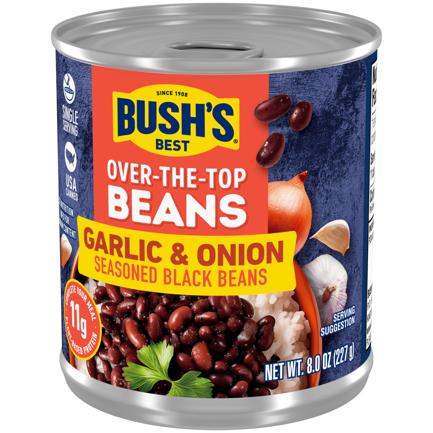 slide 6 of 8, Bushs Black Beans W/ Garlic & Onion 8.3 Oz, 8.3 oz