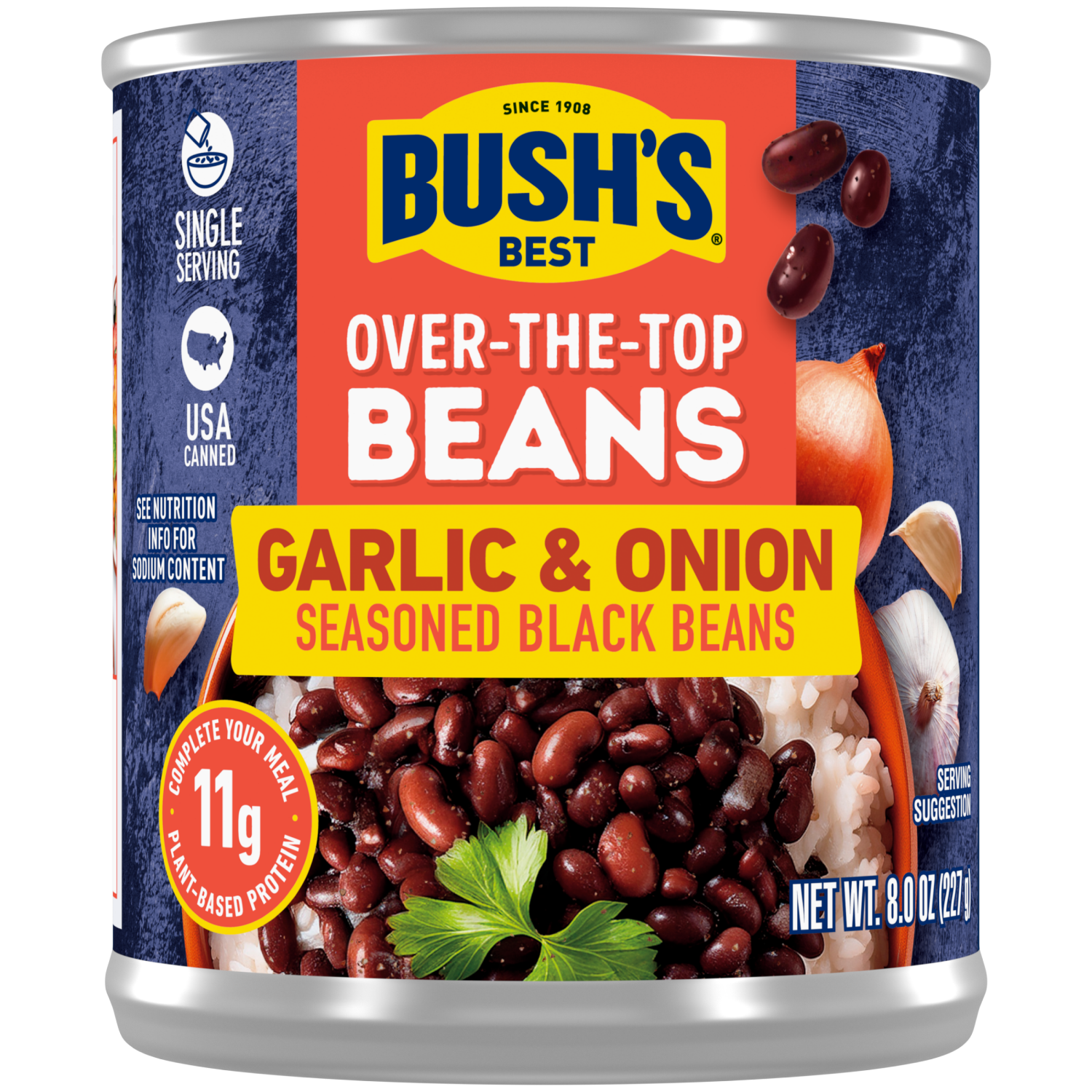 slide 7 of 8, Bushs Black Beans W/ Garlic & Onion 8.3 Oz, 8.3 oz