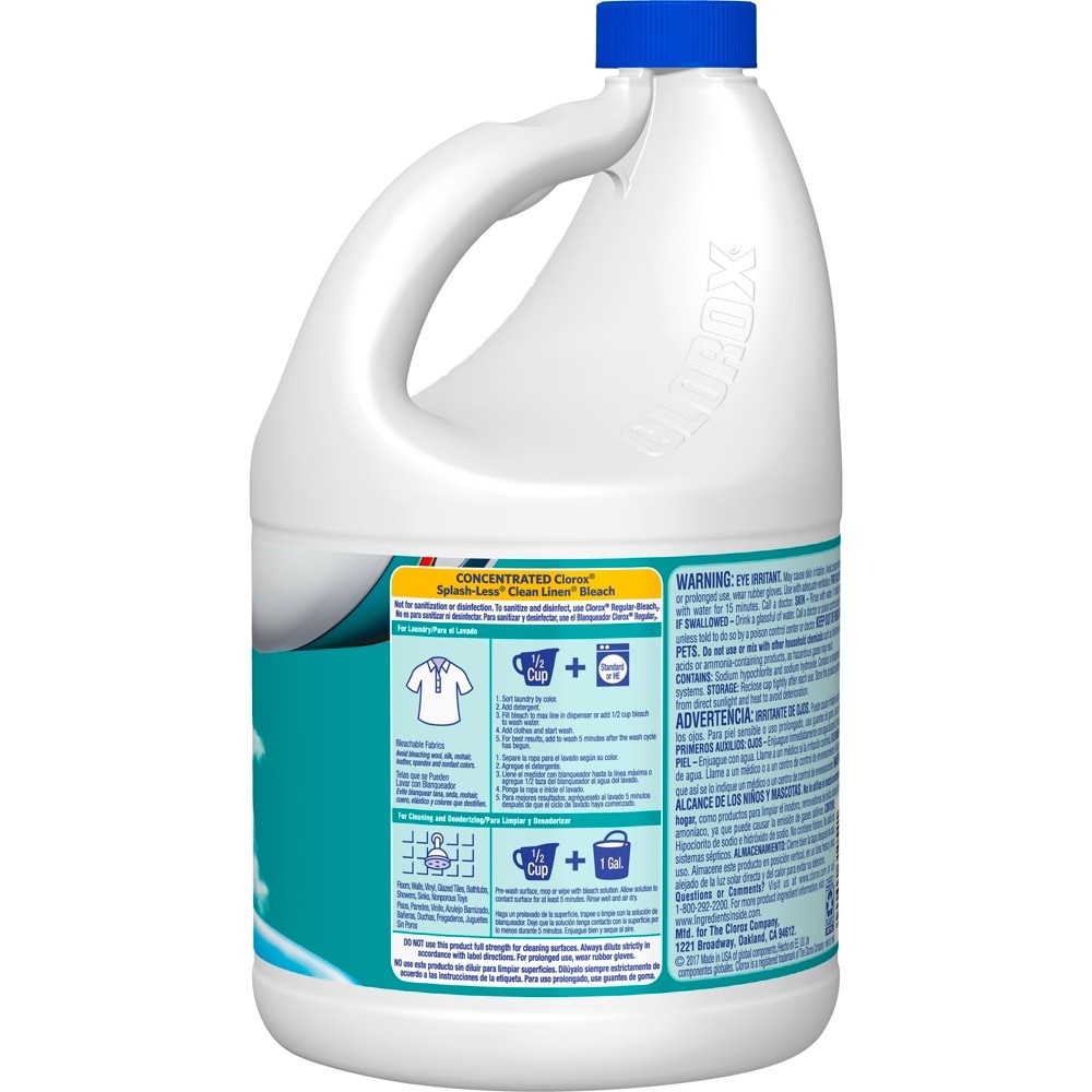 slide 6 of 7, Clorox Splash-Less Bleach, Clean Linen Scent, 116 oz