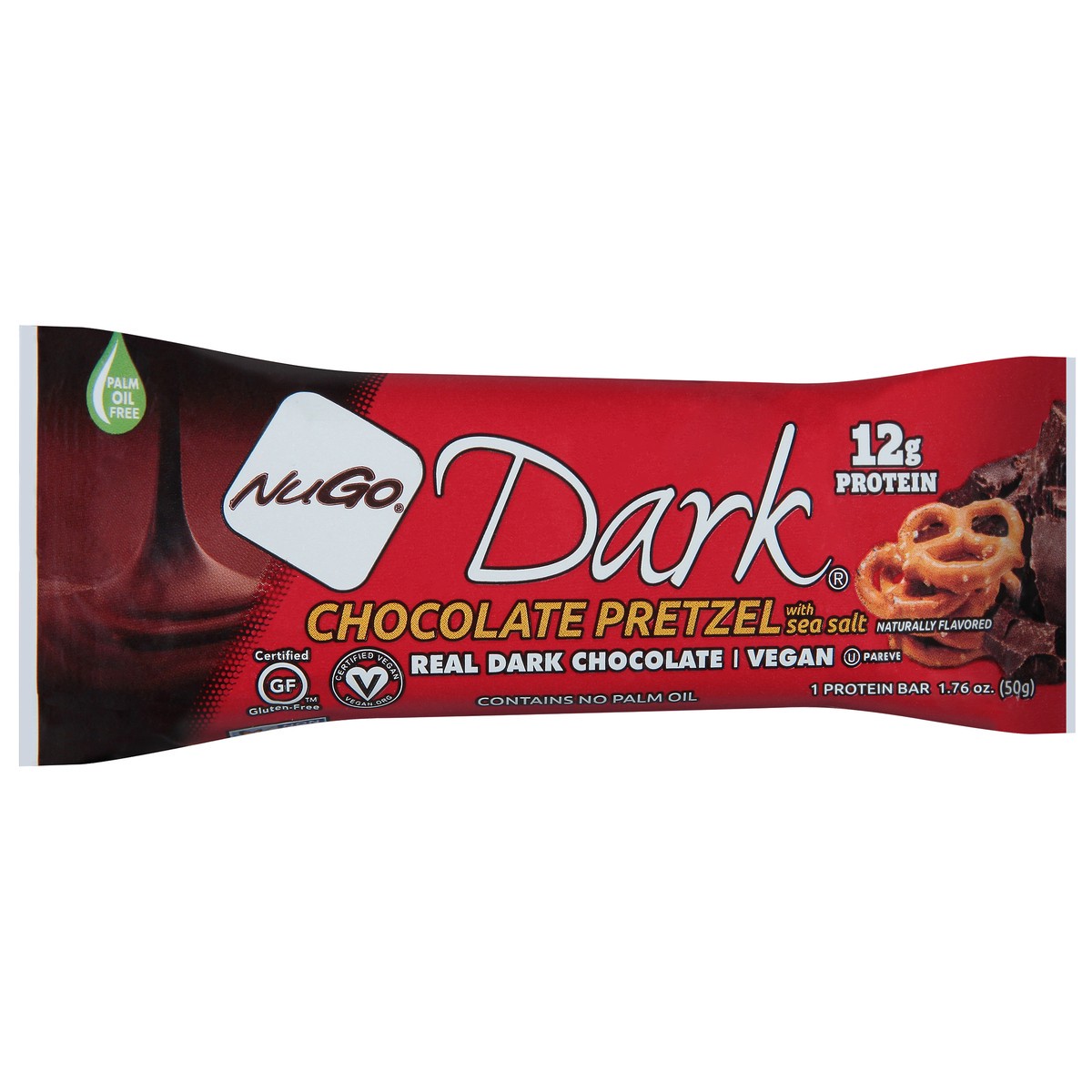 slide 2 of 9, NuGo Dark Chocolate Pretzel Protein Bar 1.76oz, 1 ct