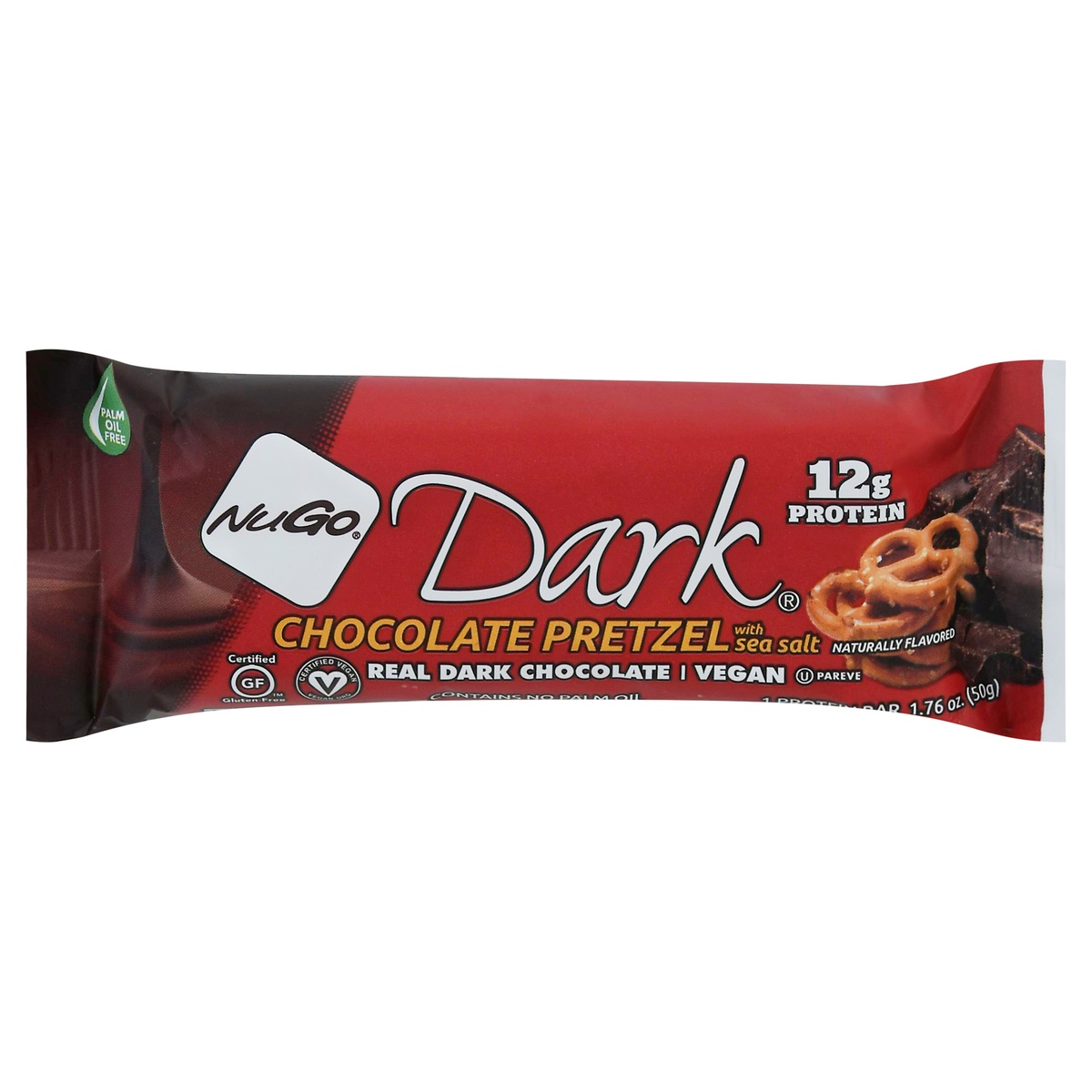 slide 1 of 10, NuGo Nutrition Dark Chocolate Pretzel with Sea Salt Gluten Free Granola Bar, 1.76 oz