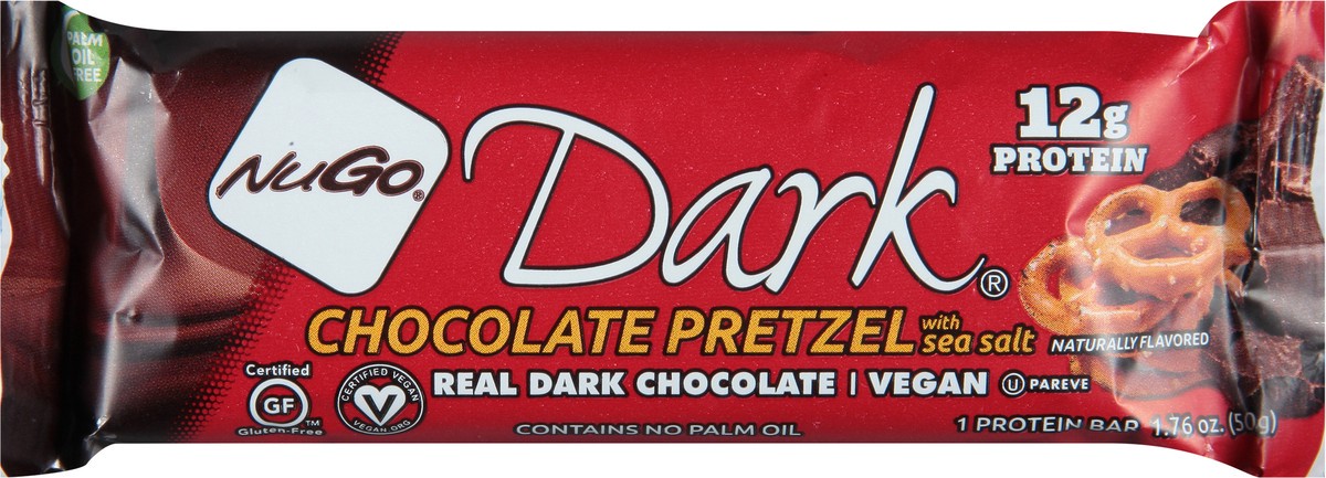 slide 5 of 9, NuGo Dark Chocolate Pretzel Protein Bar 1.76oz, 1 ct