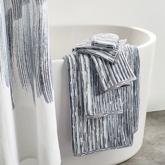 slide 2 of 3, DKNY Brushstroke Ombre Fingertip Towel - Indigo, 1 ct