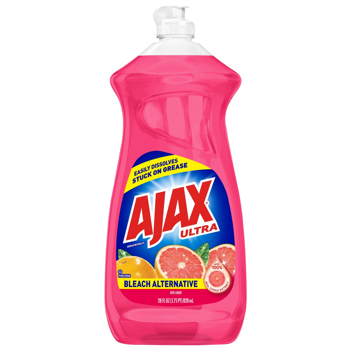 slide 1 of 8, Ajax Dish Liquid With Bleach Alternative Grapefruit, 28 oz