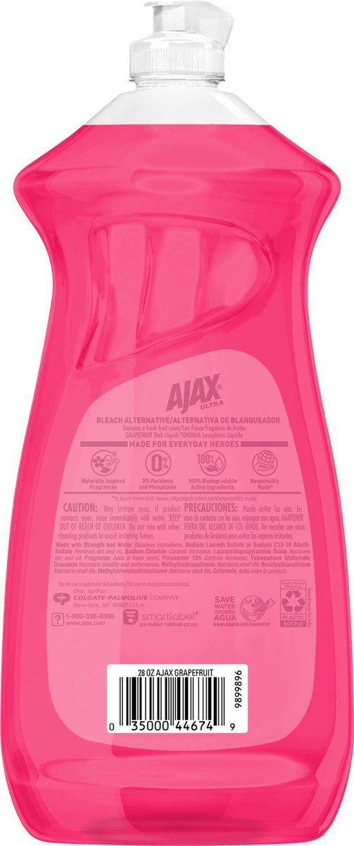slide 4 of 8, Ajax Dish Liquid With Bleach Alternative Grapefruit, 28 oz