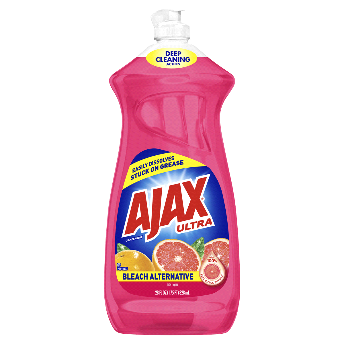 slide 1 of 1, Ajax Dish Liquid With Bleach Alternative Grapefruit, 28 oz