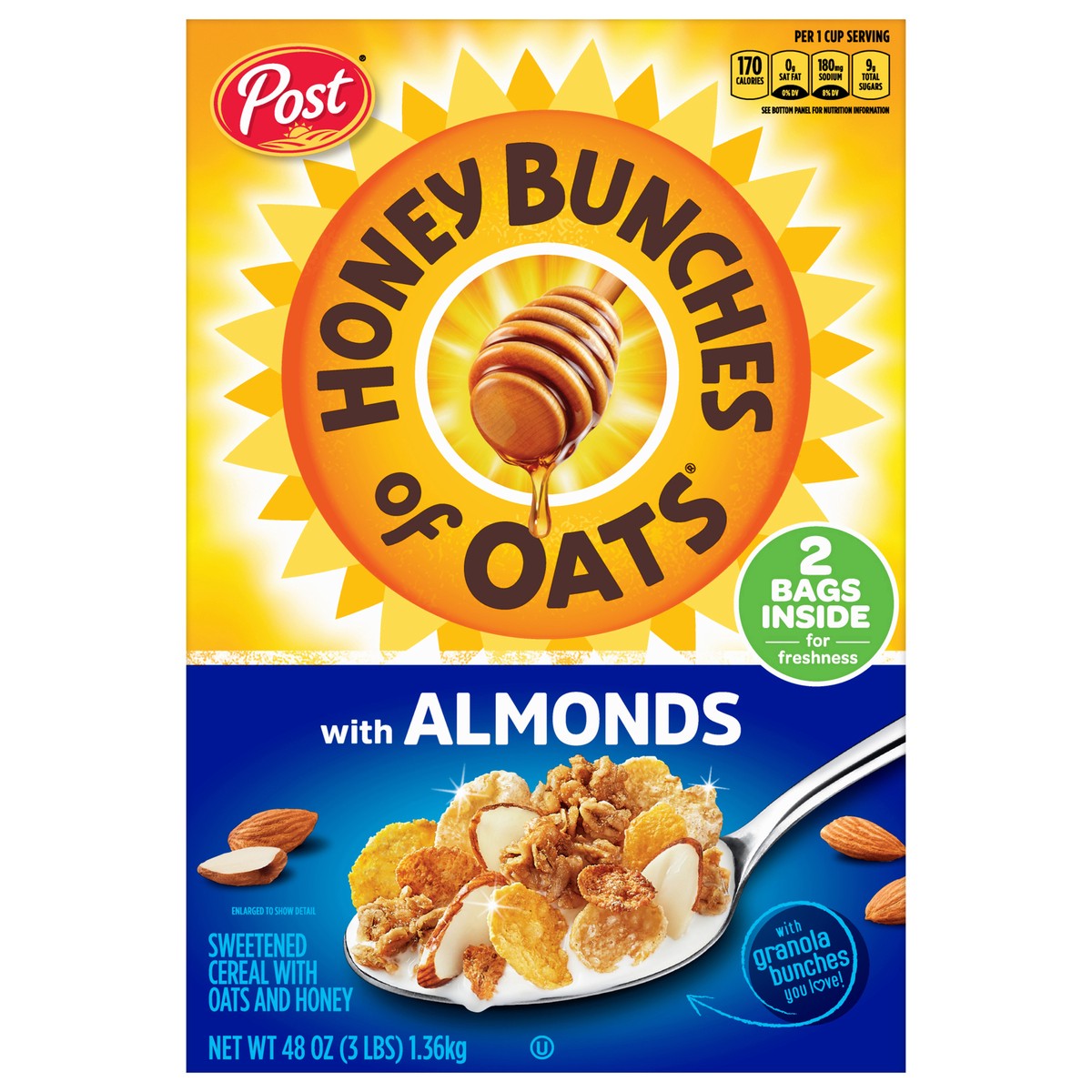 slide 1 of 12, Honey Bunches of Oats Cereal with Almonds 2 ea, 2 ct