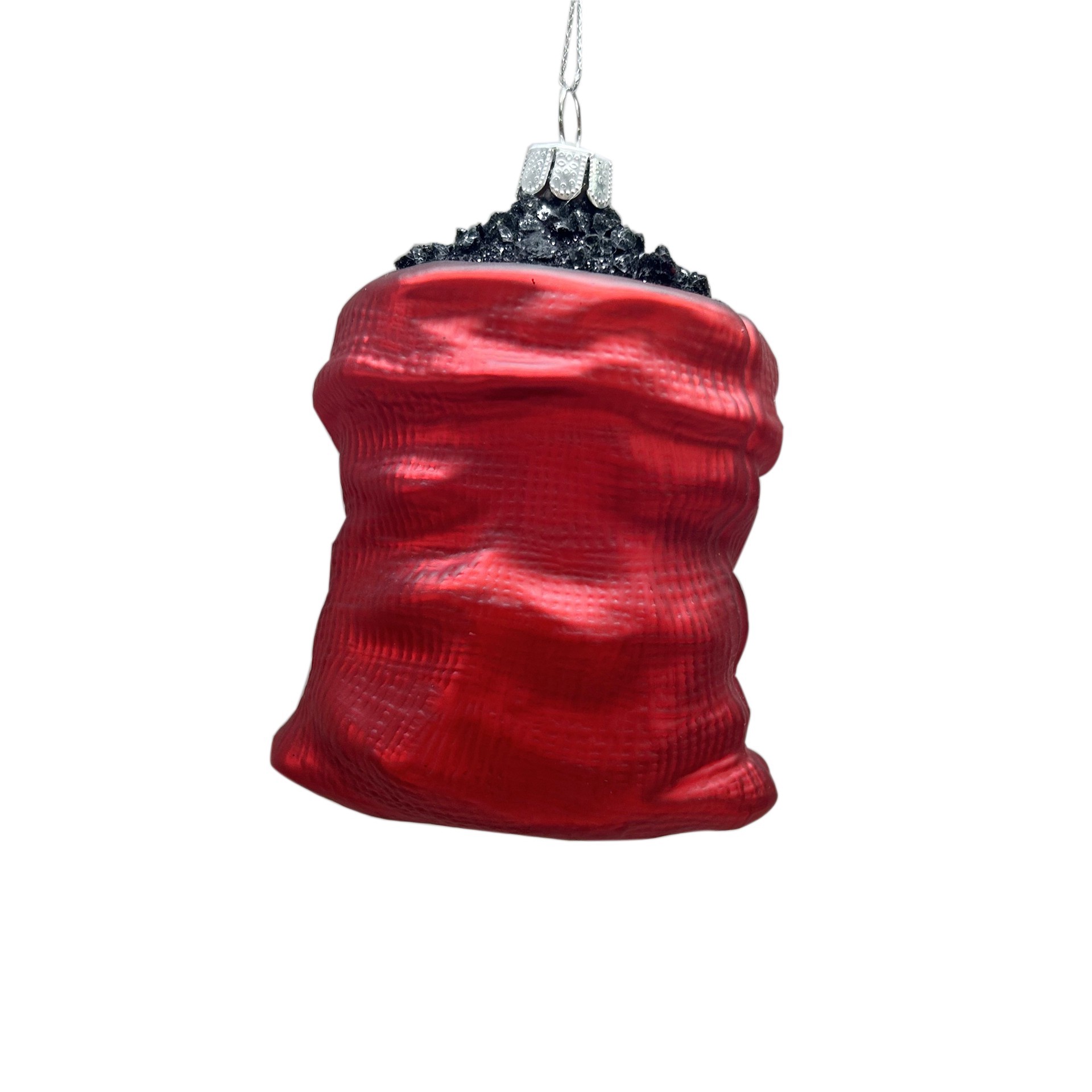slide 2 of 2, 3.75" Red & Black Coal Sack Glass Ornament By Ashland, 2.5 in x 2 in x 3.75 in