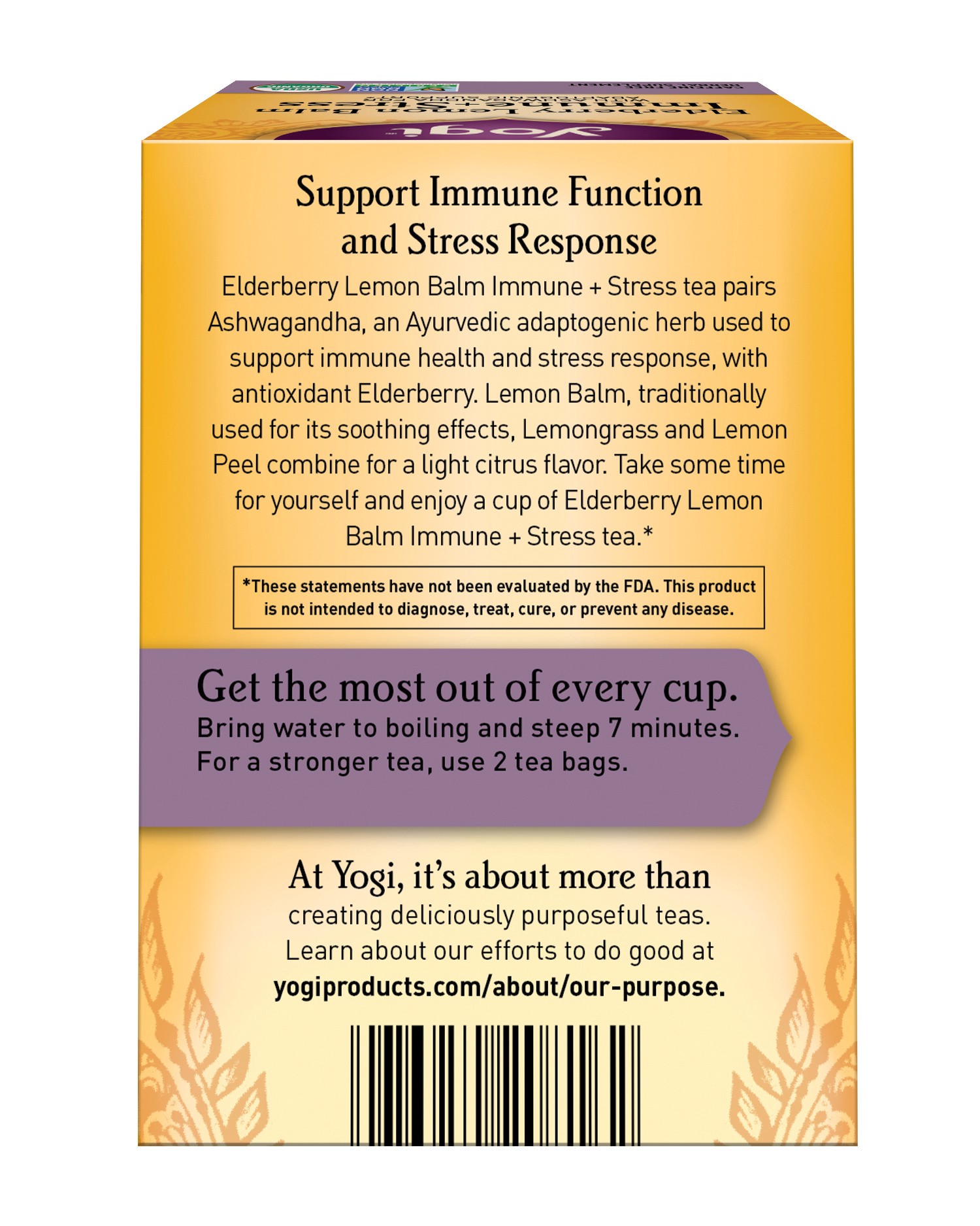 slide 3 of 5, Yogi Teas Organic Caffeine Free Elderberry Lemon Balm Immune & Stress Tea, 16 ct
