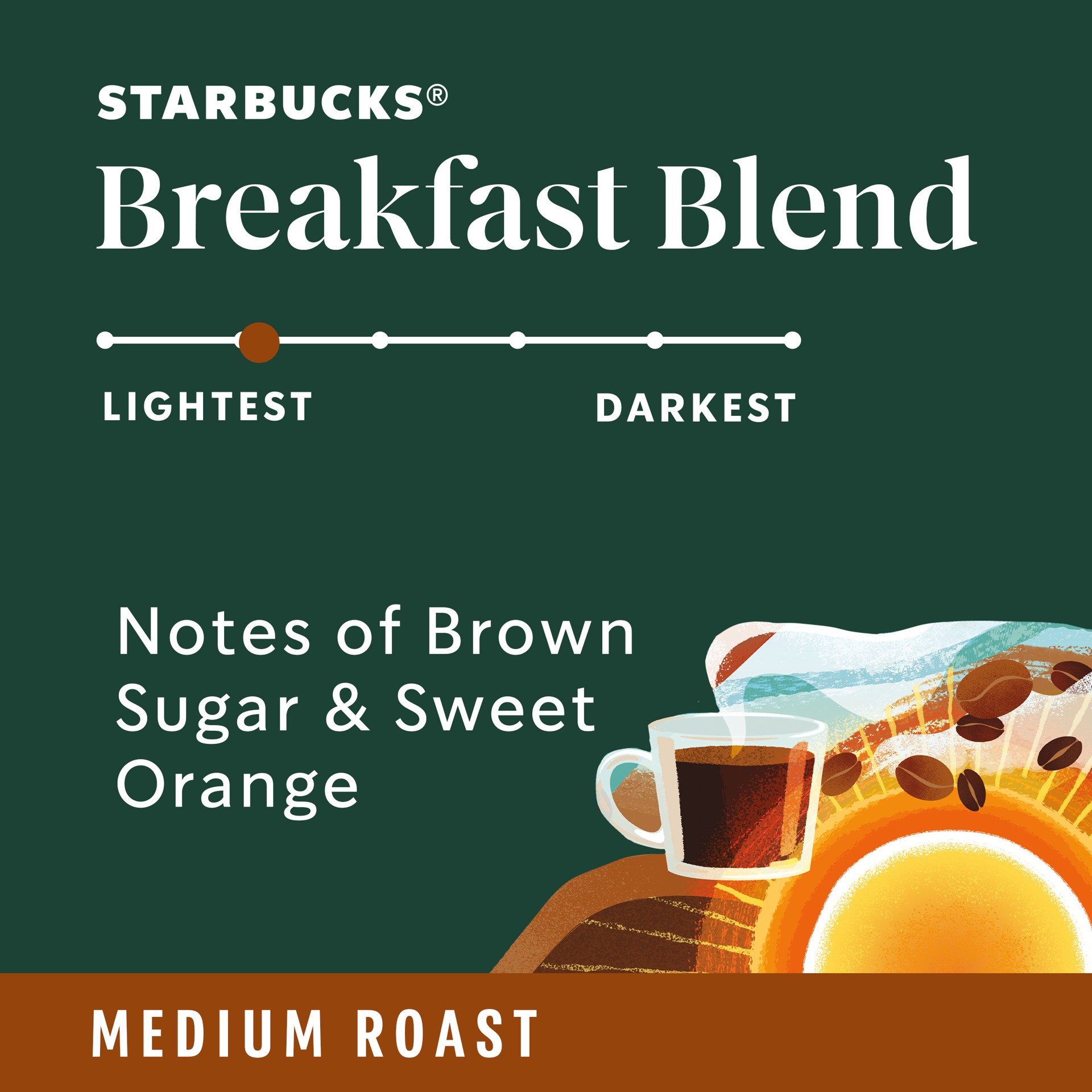 slide 2 of 5, Starbucks Breakfast Blend Medium Roast Ground Coffee K-Cup Pods 44 ct, 44 pk