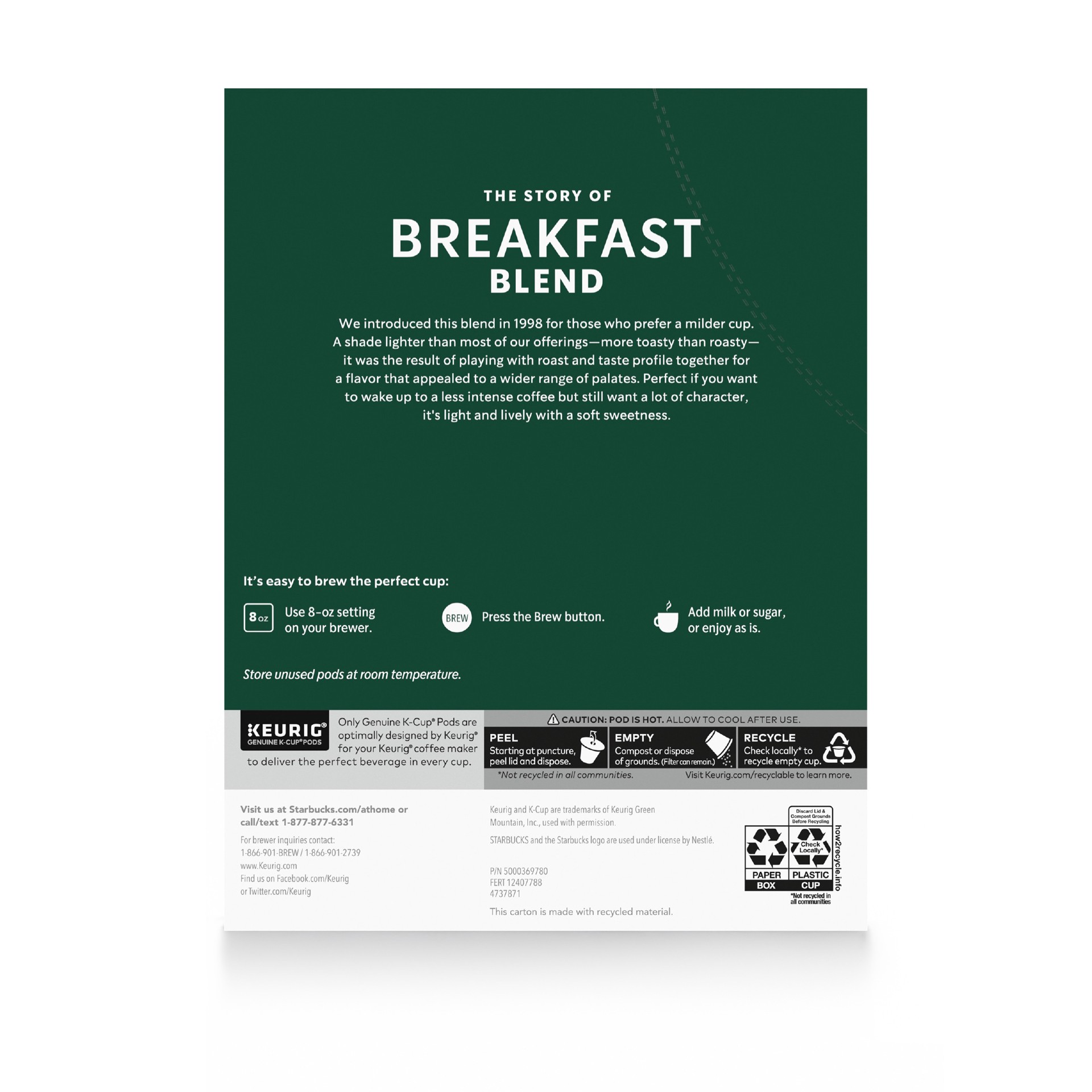 slide 5 of 5, Starbucks Breakfast Blend Medium Roast Ground Coffee K-Cup Pods 44 ct, 44 pk