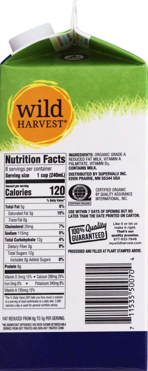 slide 3 of 8, Wild Harvest Organic 2% Reduced Fat Milk, 64 fl oz