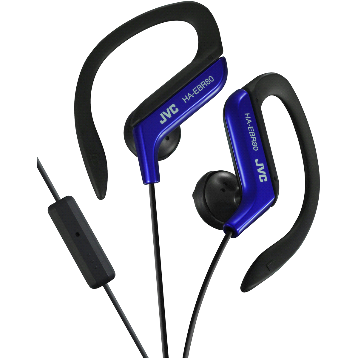 slide 2 of 2, JVC Adjustable Ear Clip Headphones with Remote and Microphone, Black/Purple, 1 ct