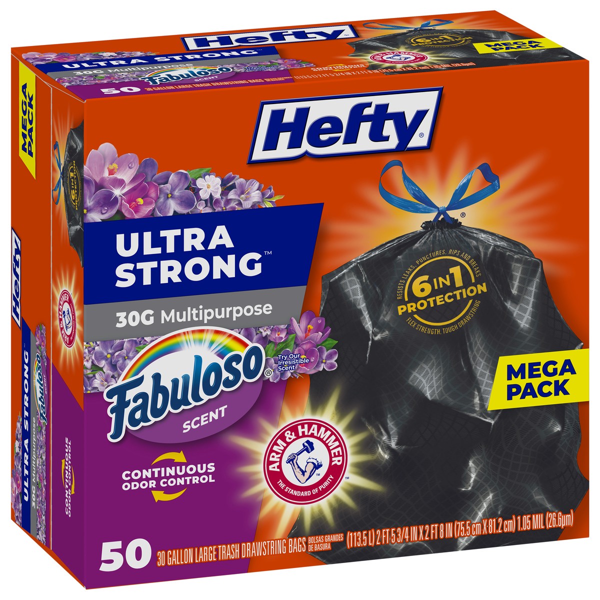 slide 2 of 9, Hefty Ultra Strong 30G Multipurpose Fabuloso Scent Drawstring Bags Mega Pack 50 ea, 50 ct