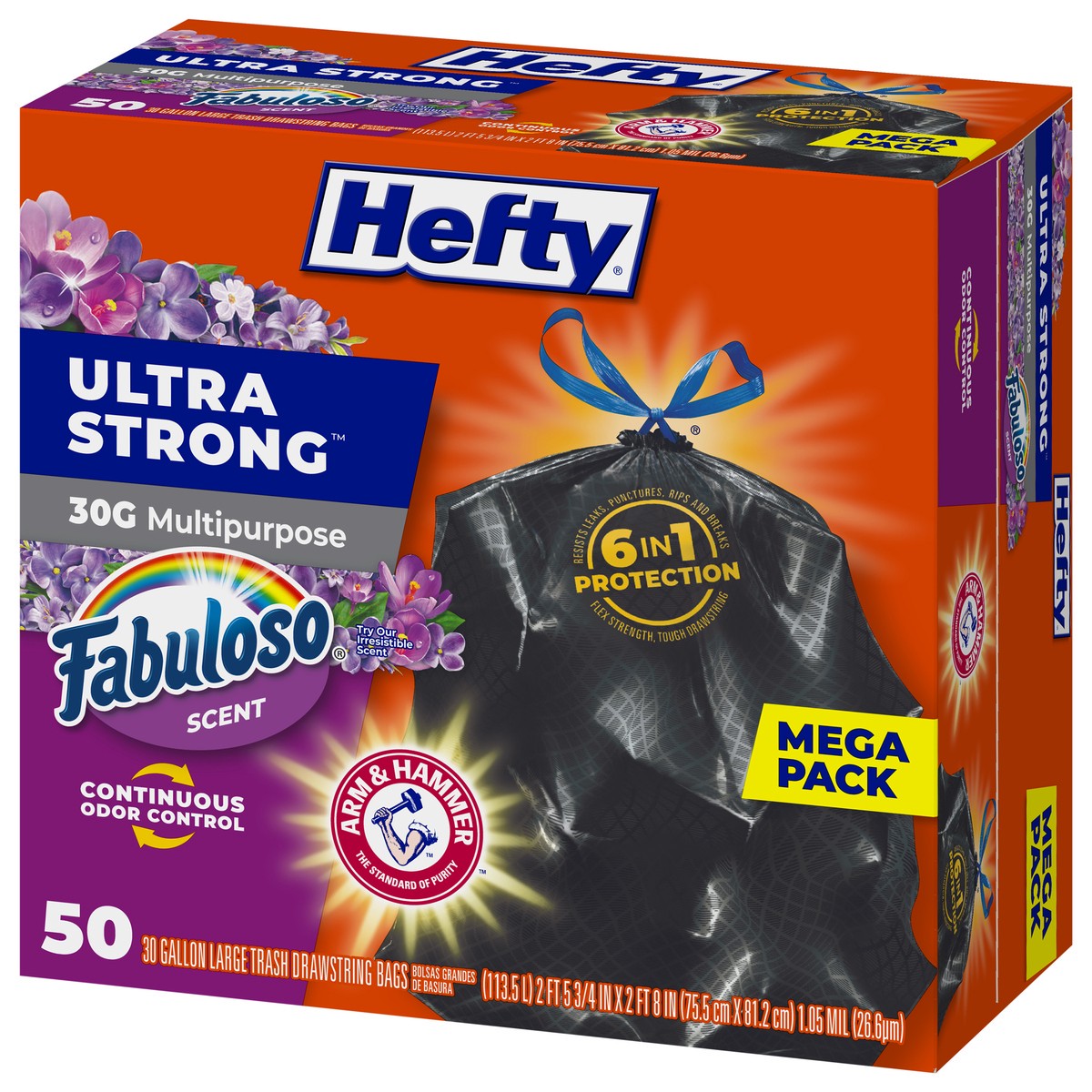 slide 4 of 9, Hefty Ultra Strong 30G Multipurpose Fabuloso Scent Drawstring Bags Mega Pack 50 ea, 50 ct