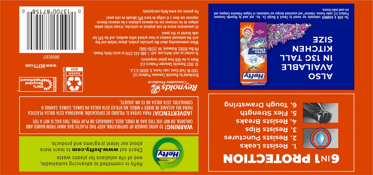slide 5 of 9, Hefty Ultra Strong 30G Multipurpose Fabuloso Scent Drawstring Bags Mega Pack 50 ea, 50 ct