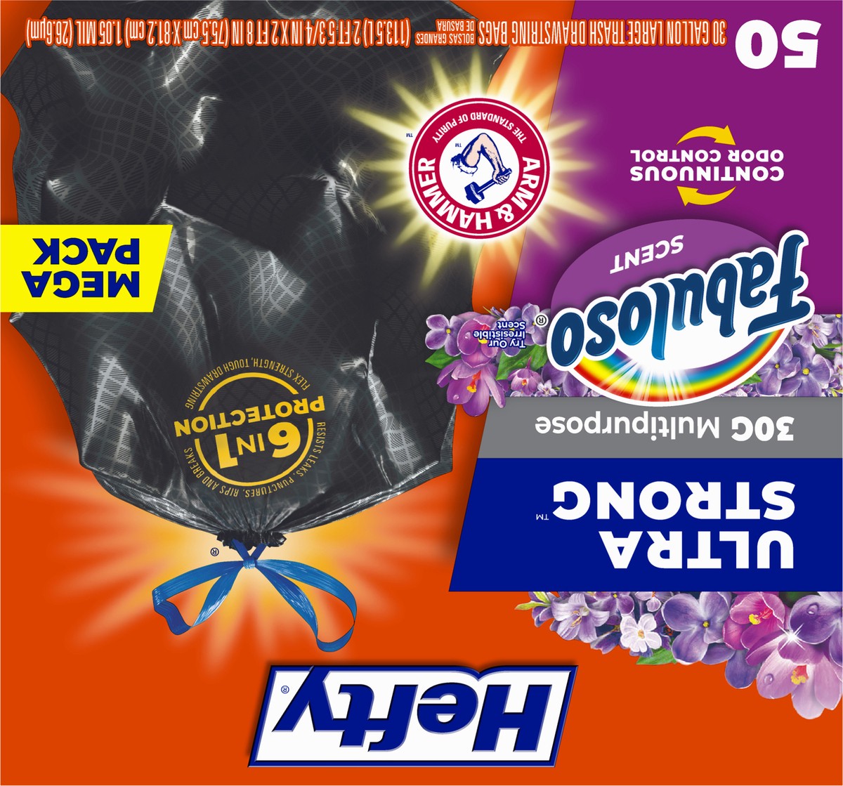 slide 6 of 9, Hefty Ultra Strong 30G Multipurpose Fabuloso Scent Drawstring Bags Mega Pack 50 ea, 50 ct
