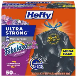 Hefty Ultra Strong Multipurpose Fabuloso Scent Trash Drawstring Bags, 30 Gallon, 50 count