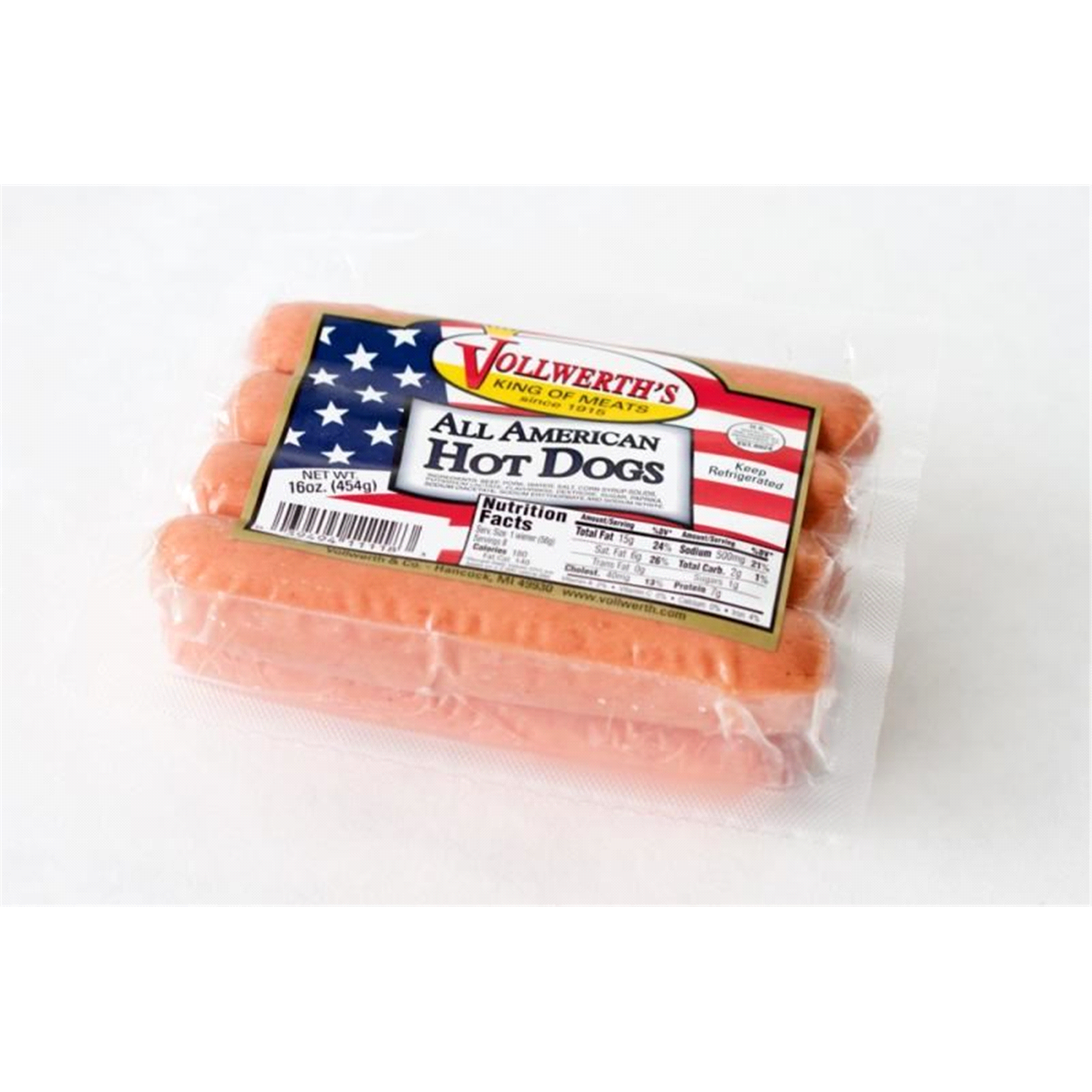 slide 1 of 1, Vollwerth's All American Hot Dogs, 16 Oz, 16 oz