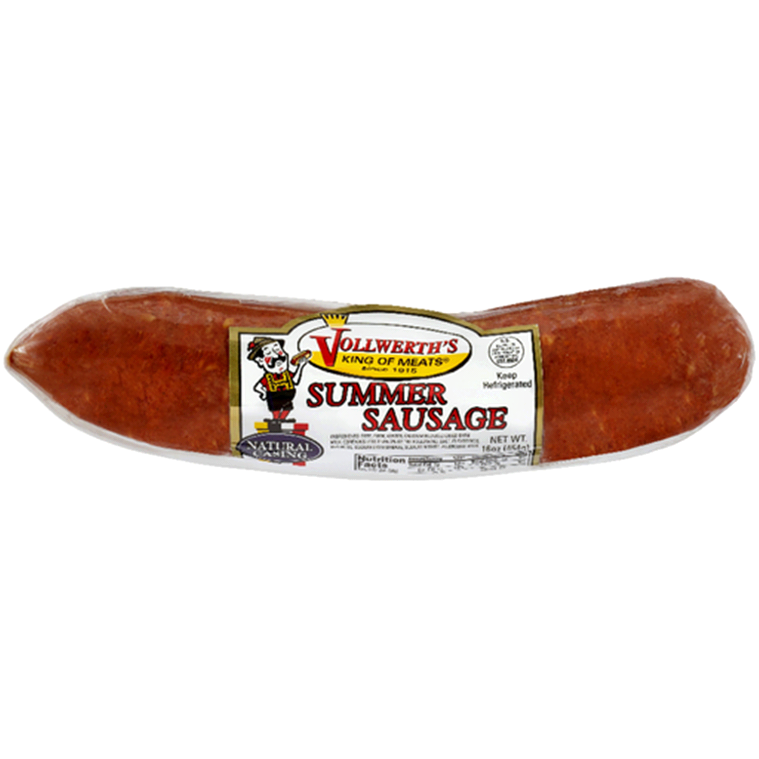 slide 1 of 1, Vollwerth's Summer Sausage, 16 oz