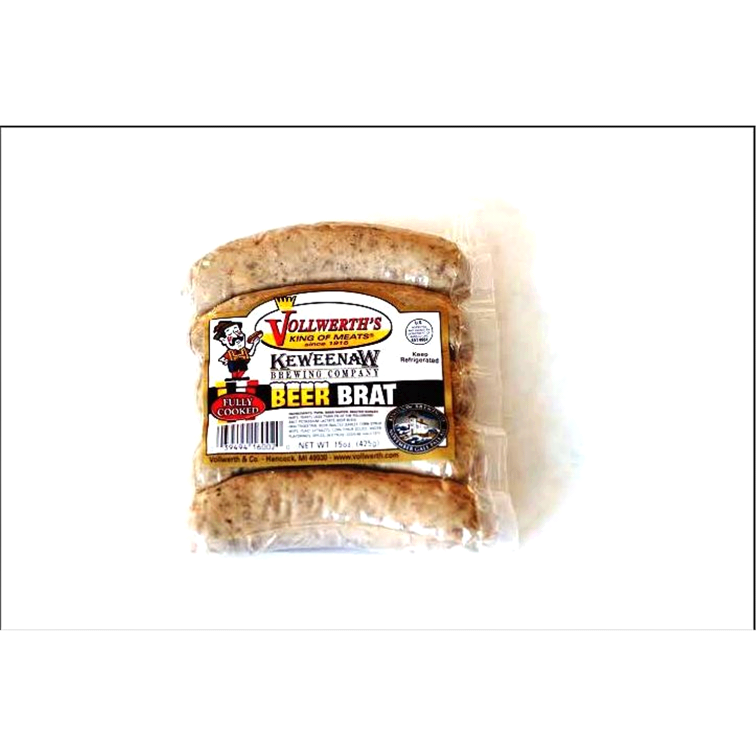 slide 1 of 1, Vollwerth's Beer Brat, 13.75 Oz, 15 oz