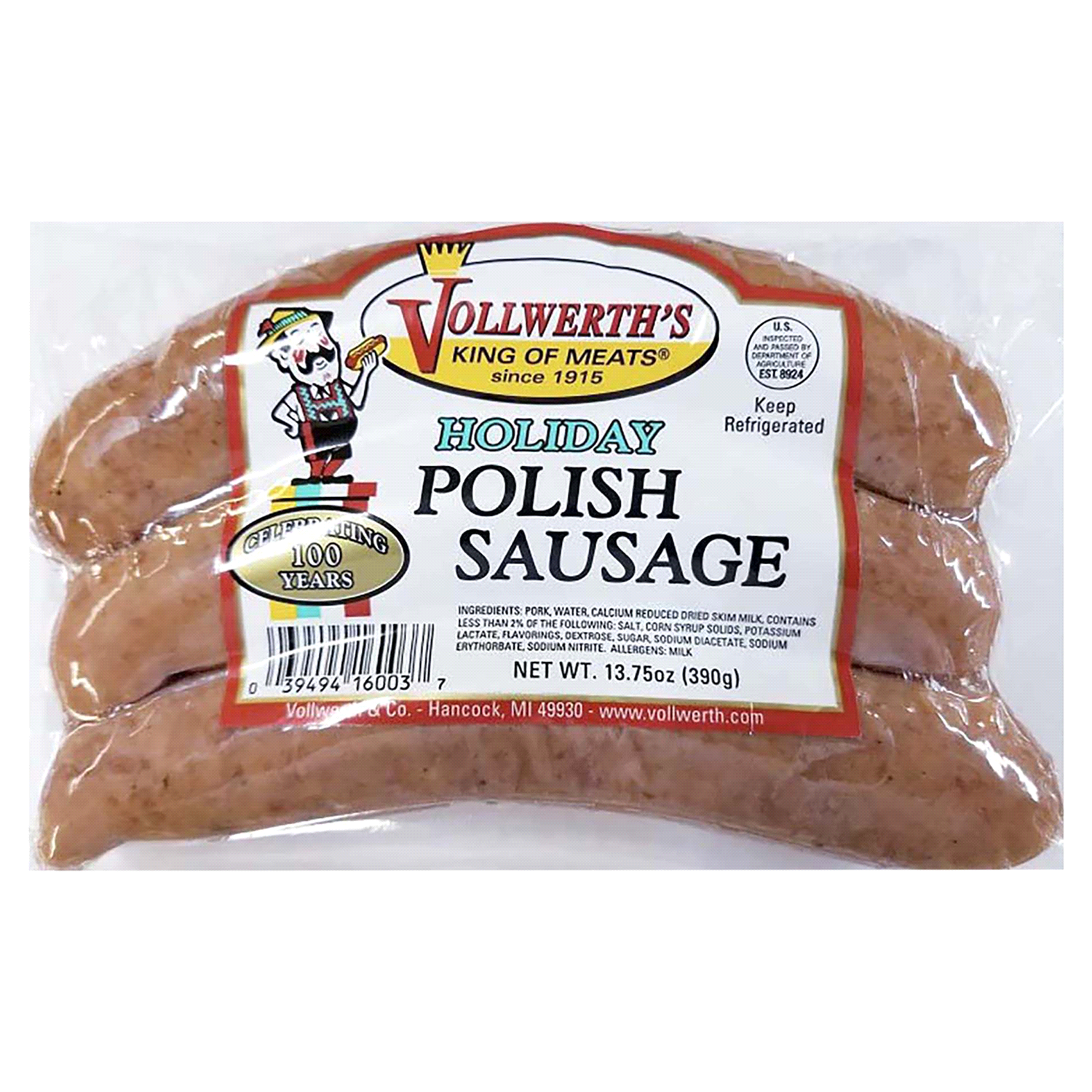 slide 1 of 1, Vollwerth's Holiday Polish Sausage 13.75 oz., 13.75 oz