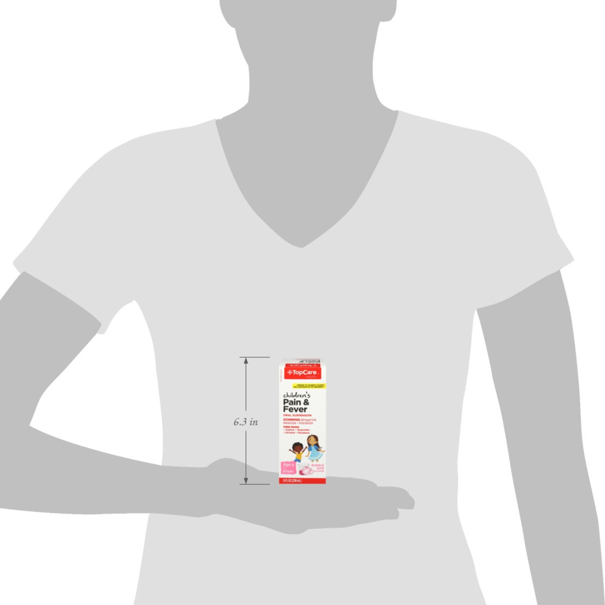 slide 10 of 14, TopCare Health Children's Oral Suspension Ages 2 to 11 Years Bubble Gum Flavor 160 mg per 5 mL Pain & Fever 8 fl oz, 8 fl oz