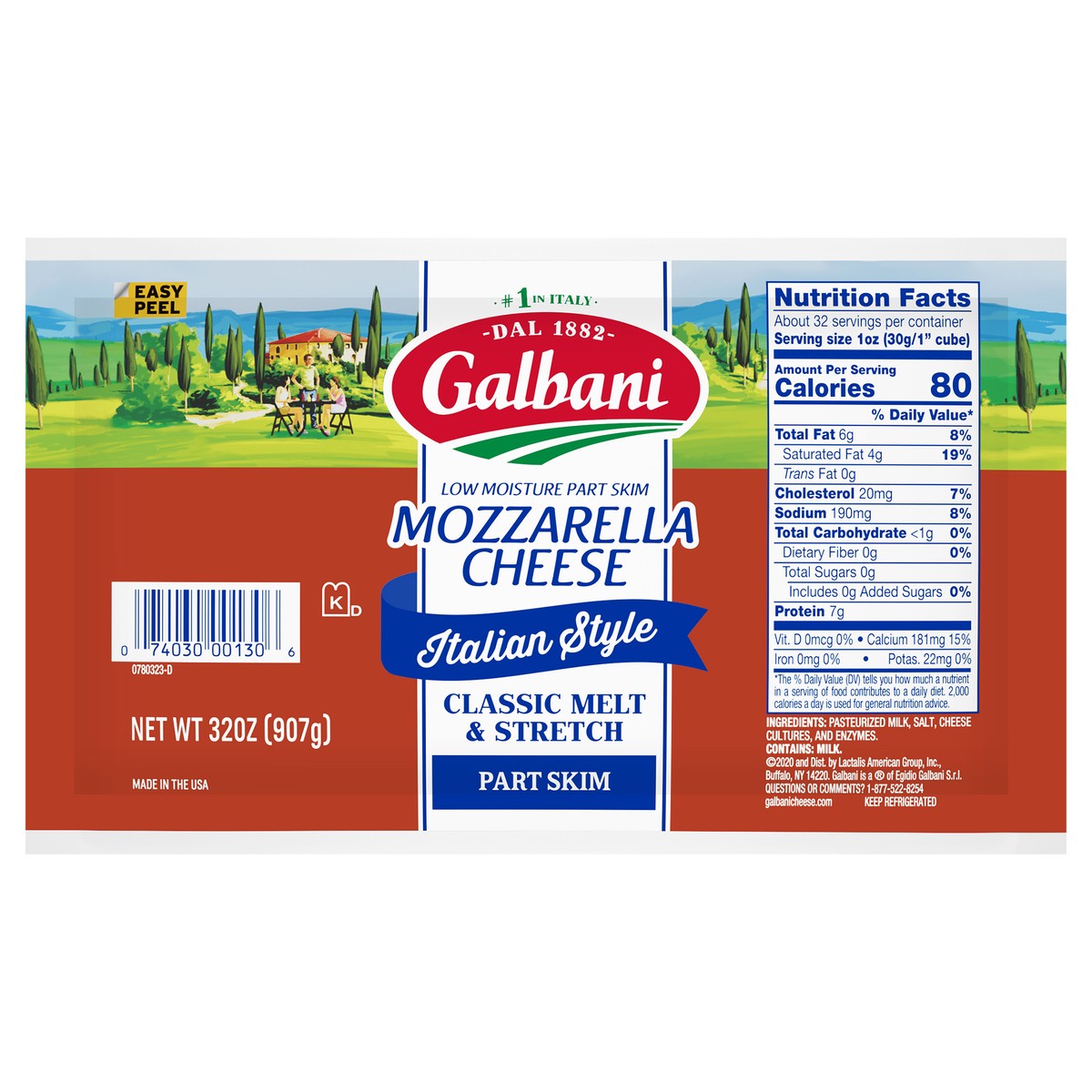 slide 10 of 11, Galbani Part Skim Mozzarella Cheese Chunk, 32 oz