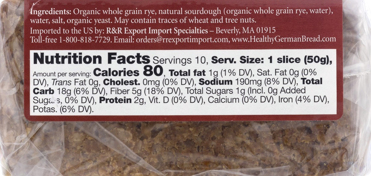 slide 9 of 12, Genuine Bavarian Organic Whole Grain Rye Bread 17.6 oz, 17.6 oz