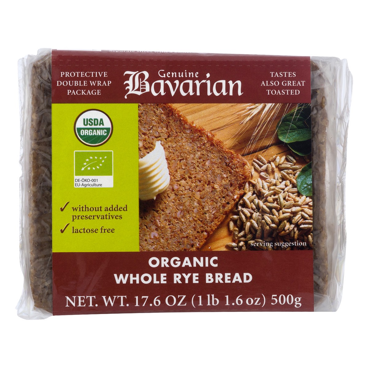 slide 1 of 12, Genuine Bavarian Organic Whole Grain Rye Bread 17.6 oz, 17.6 oz