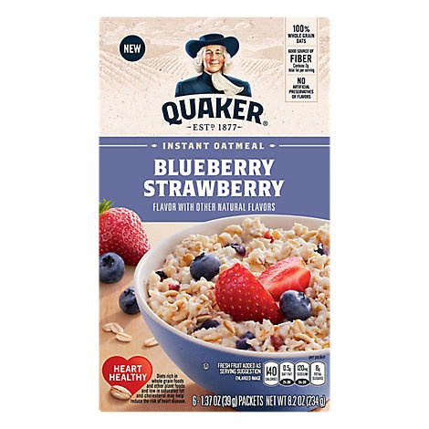 slide 1 of 1, Quaker Instant Oatmeal Blueberry Strwbry, 8.2 oz
