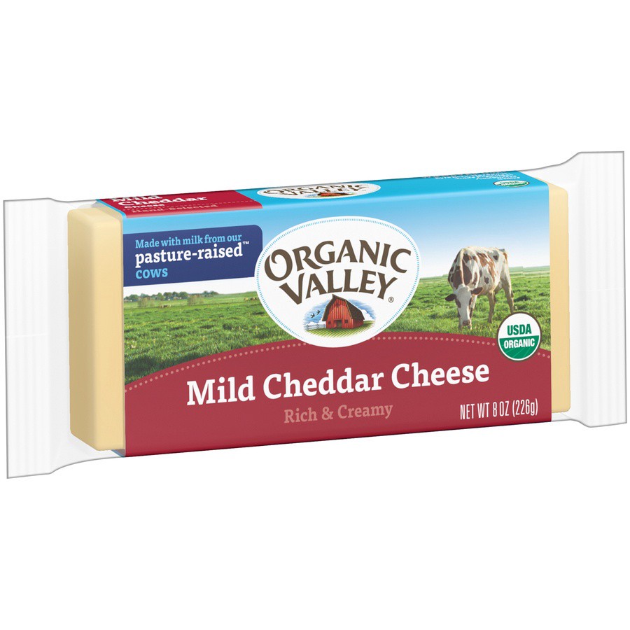 slide 2 of 3, Organic Valley Mild Cheddar Cheese Block, 8 oz