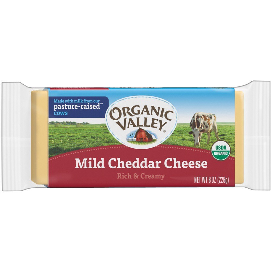 slide 1 of 3, Organic Valley Mild Cheddar Cheese Block, 8 oz