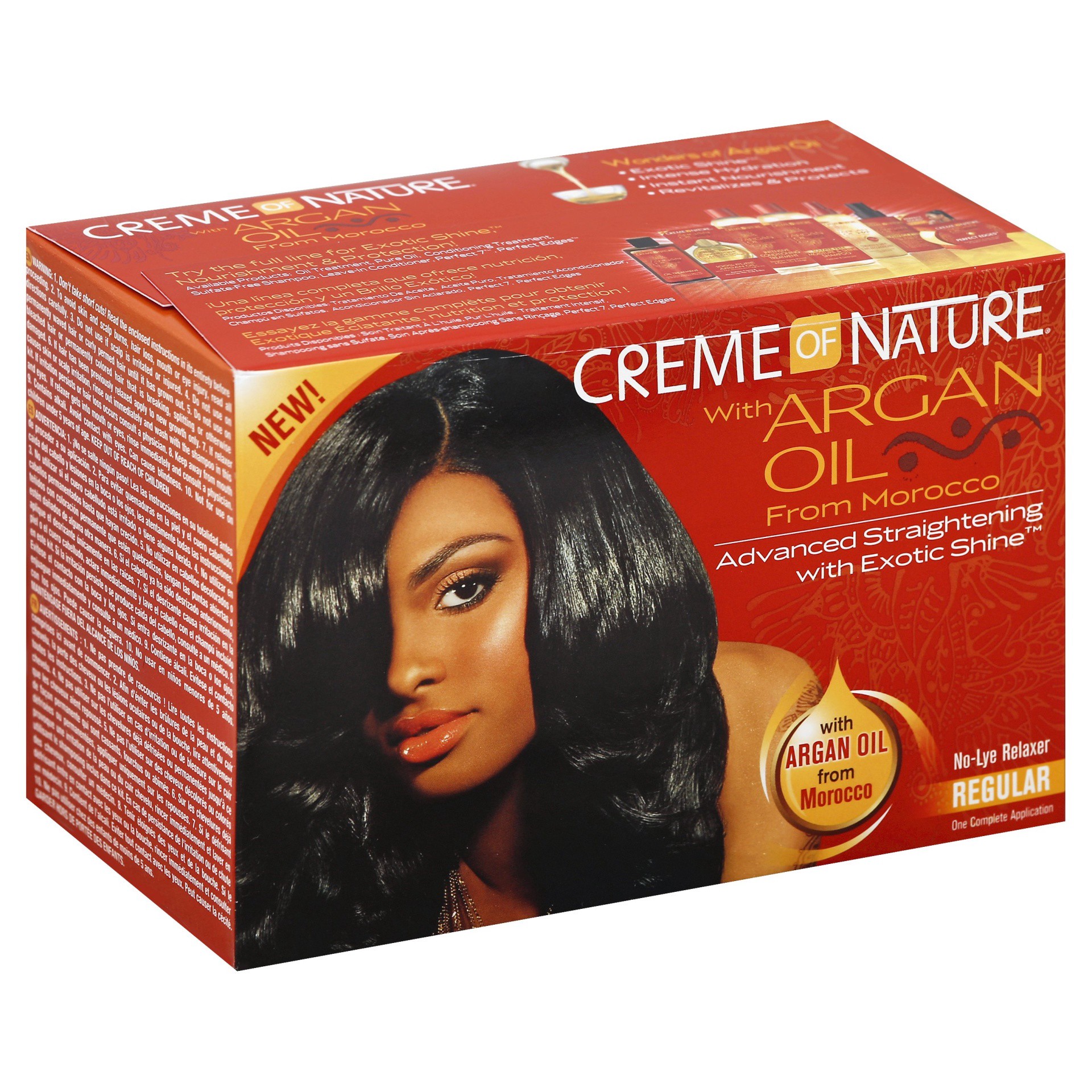 slide 1 of 1, Creme of Nature with Argan Oil From Morocco Advanced Straightening with Exotic Shine No-Lye Relaxer, 1 ct