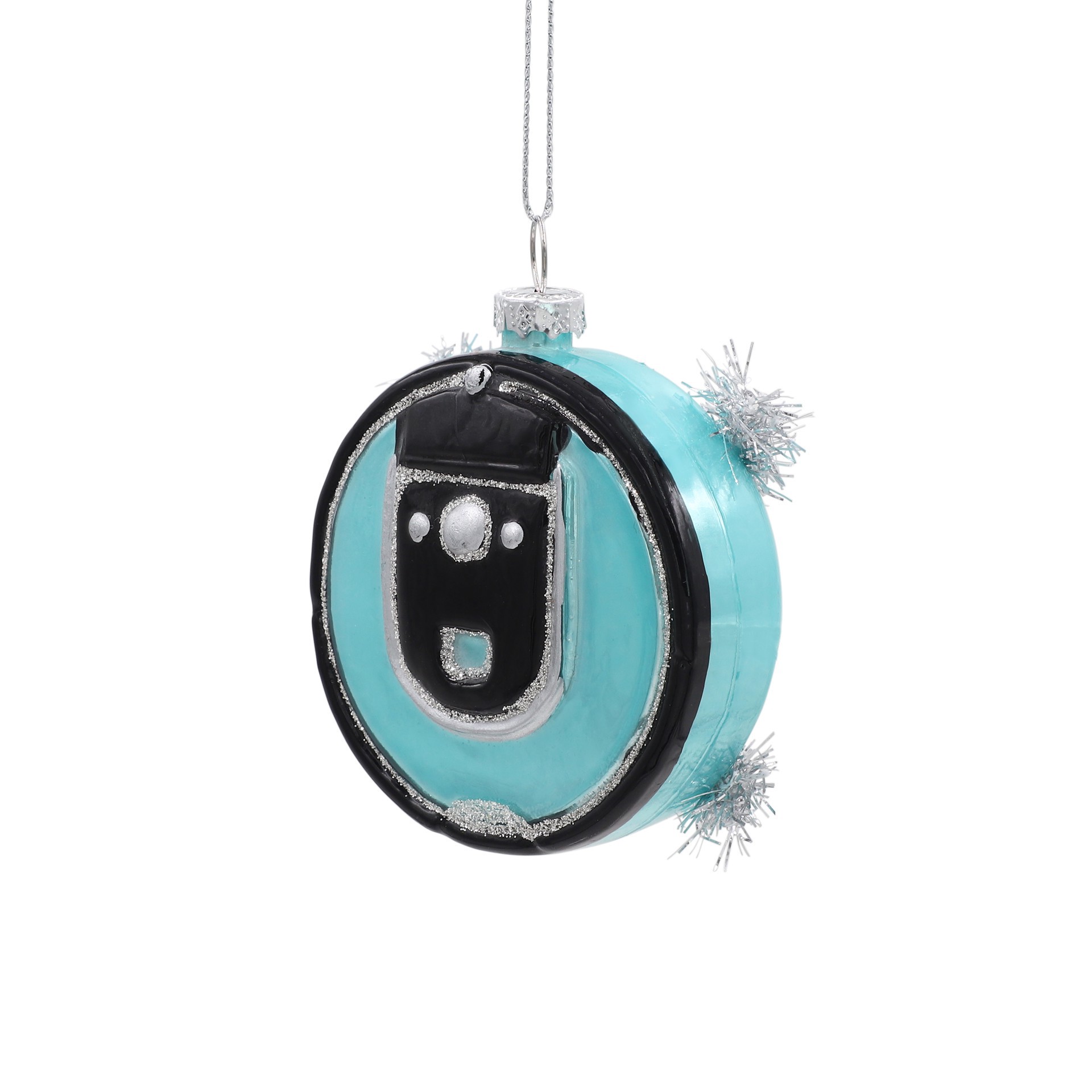 slide 4 of 5, 3.5" Black & Blue Vacuum Glass Ornament By Ashland, 2.75 in x 1.13 in x 3.5 in