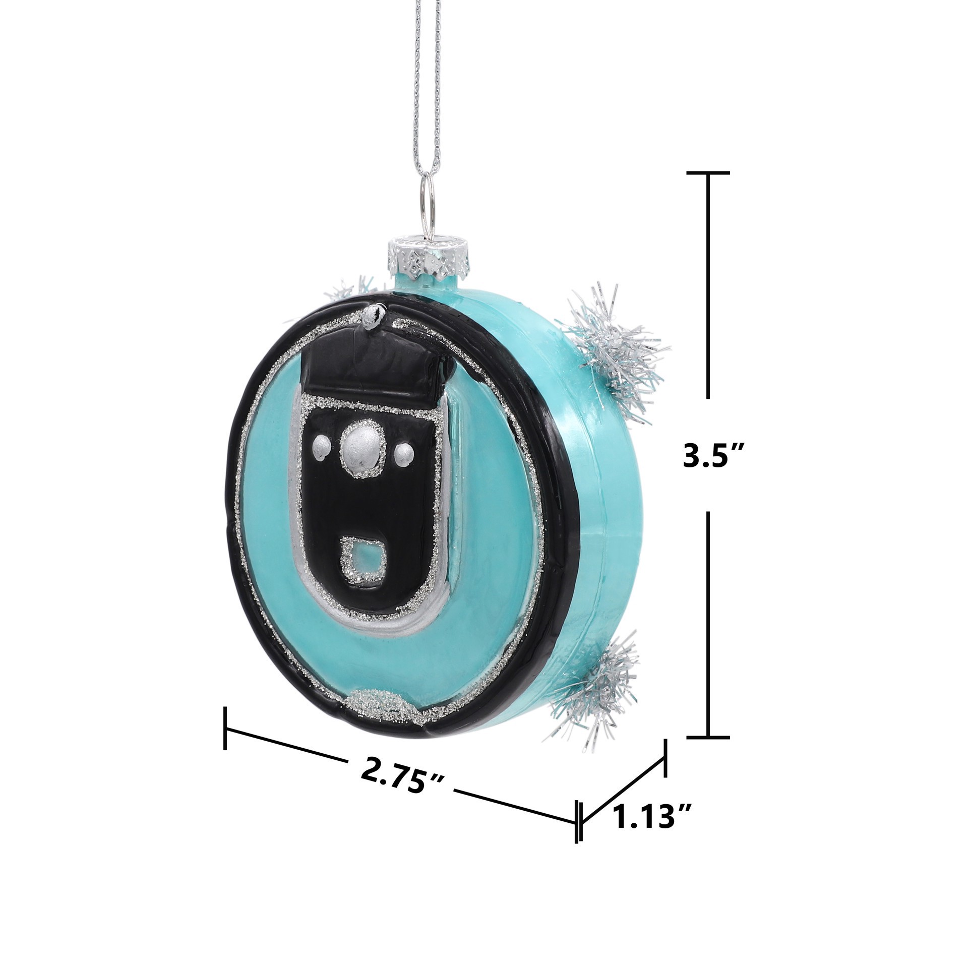 slide 3 of 5, 3.5" Black & Blue Vacuum Glass Ornament By Ashland, 2.75 in x 1.13 in x 3.5 in
