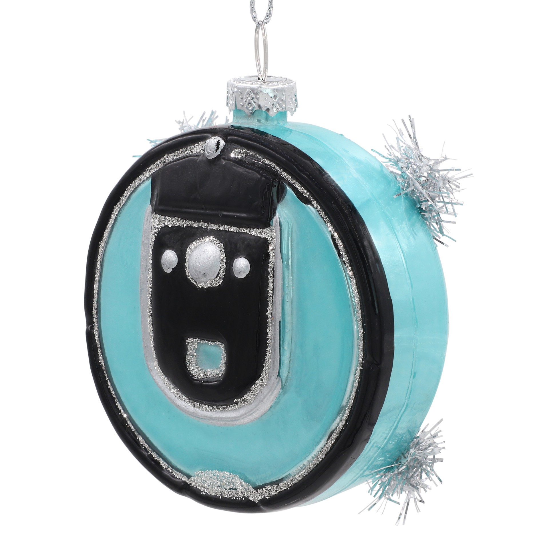 slide 5 of 5, 3.5" Black & Blue Vacuum Glass Ornament By Ashland, 2.75 in x 1.13 in x 3.5 in