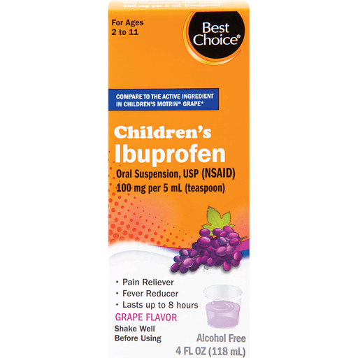 slide 1 of 1, Best Choice Childrens Ibuprofen Grape Suspension, 4 oz