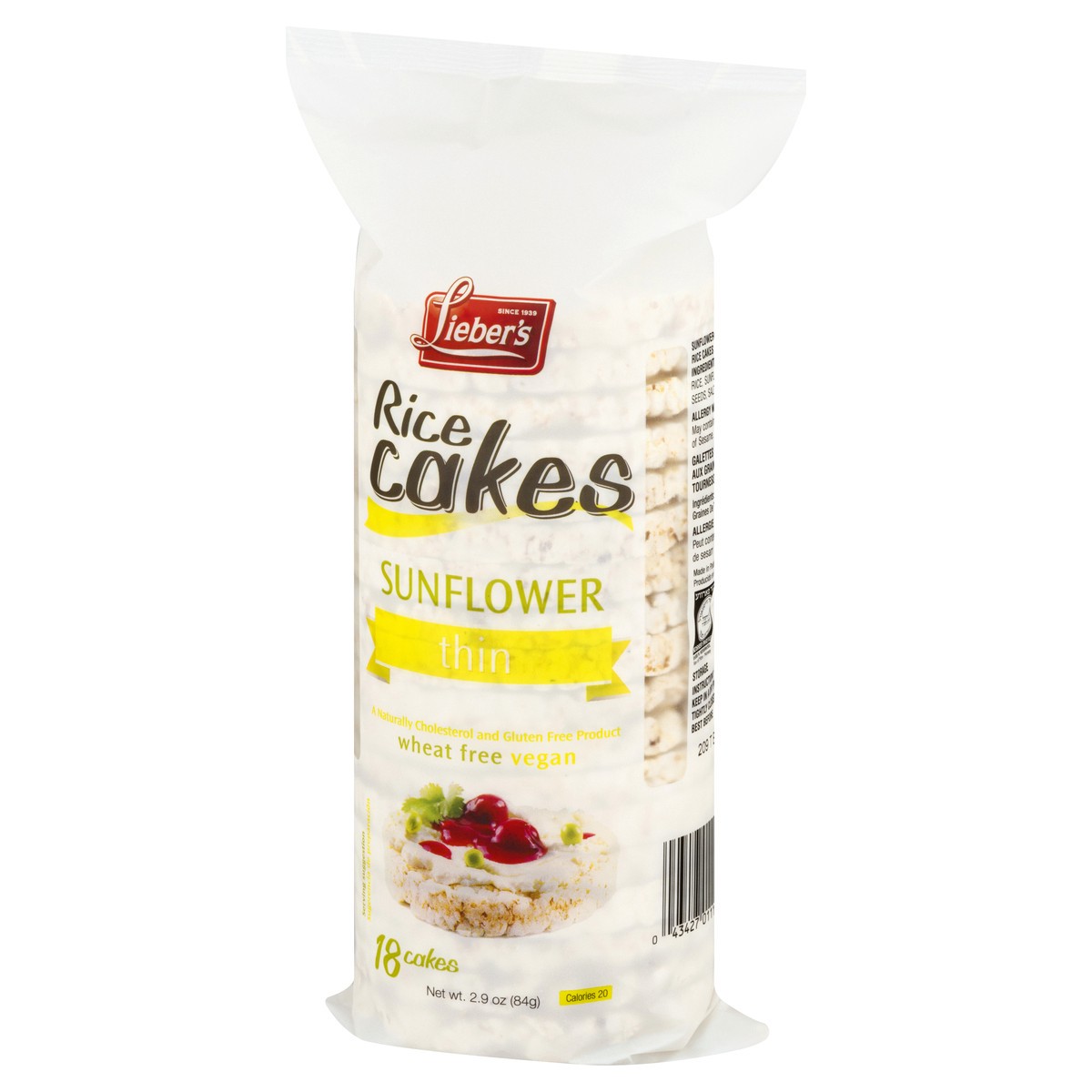 slide 3 of 9, Lieber's Thin Sunflower Rice Cakes 18 ea, 2.9 oz