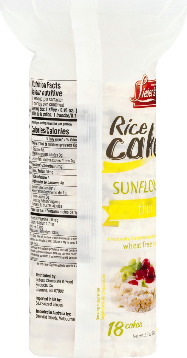 slide 5 of 9, Lieber's Thin Sunflower Rice Cakes 18 ea, 2.9 oz